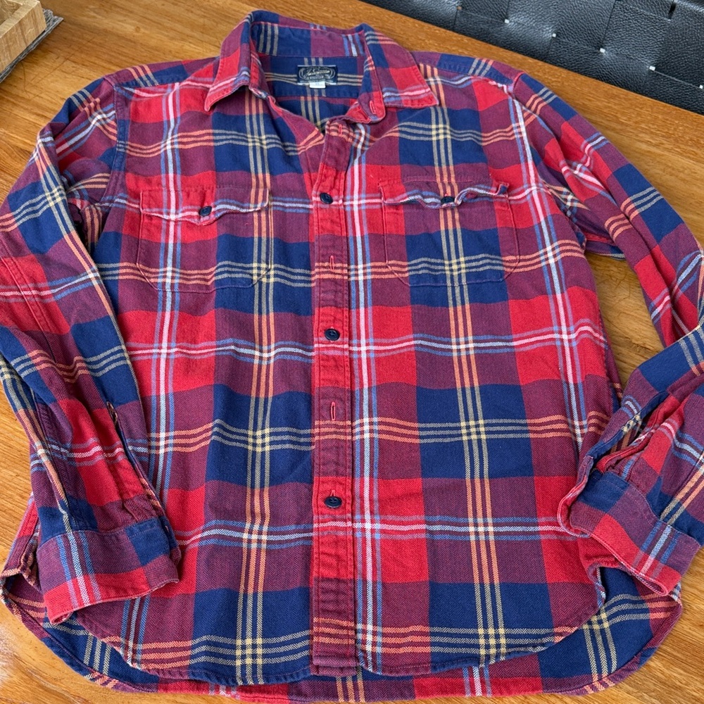 J. Crew Red and Navy Plaid Button-Down Shirt